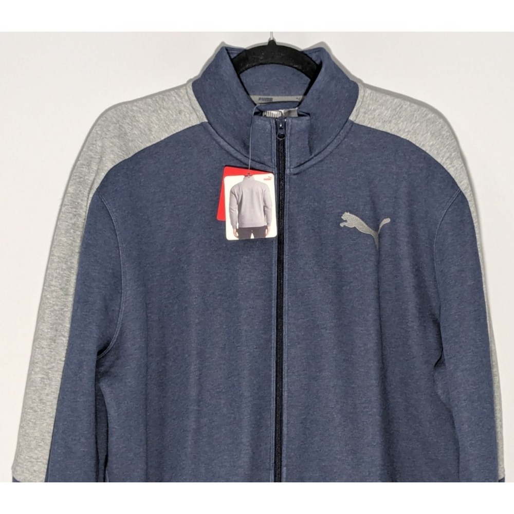 PUMA P48 Core Fleece Full Zip Track Jacket Blue Heather Style:850681 NWT XL - Picture 3 of 12